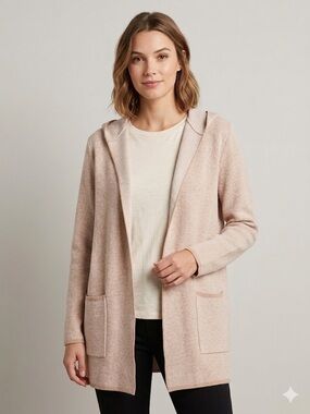 Denver Hayes Chevron Knit Hooded Cardigan | Size Medium